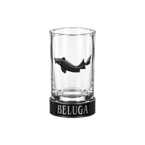 Beluga Vodka — set 4 shot glass con storione