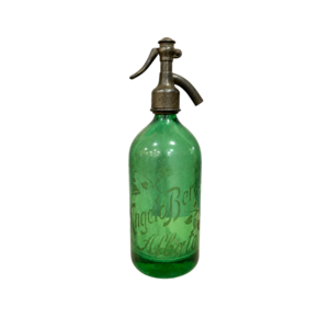 Bottiglia Seltzer Vintage in Vetro Verde con Sifone
